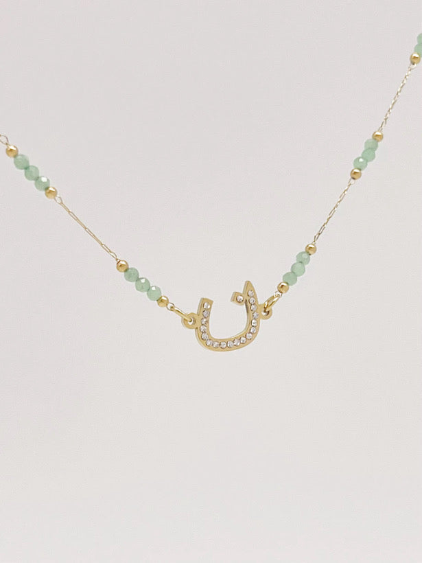 Turquoise Beaded Arabic Initial Necklace