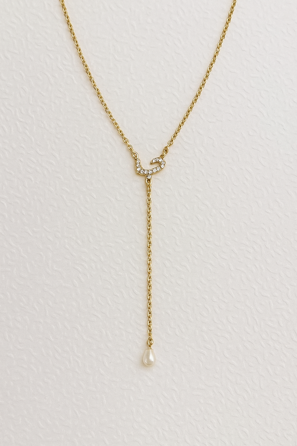Y Shape Arabic Initial Necklace - Sparkling Letters