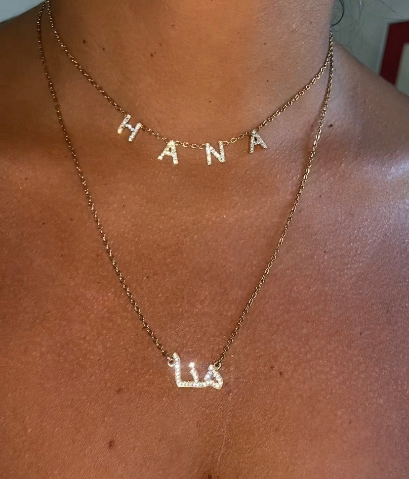 Personalized Letter Choker Necklace - sparkling letters