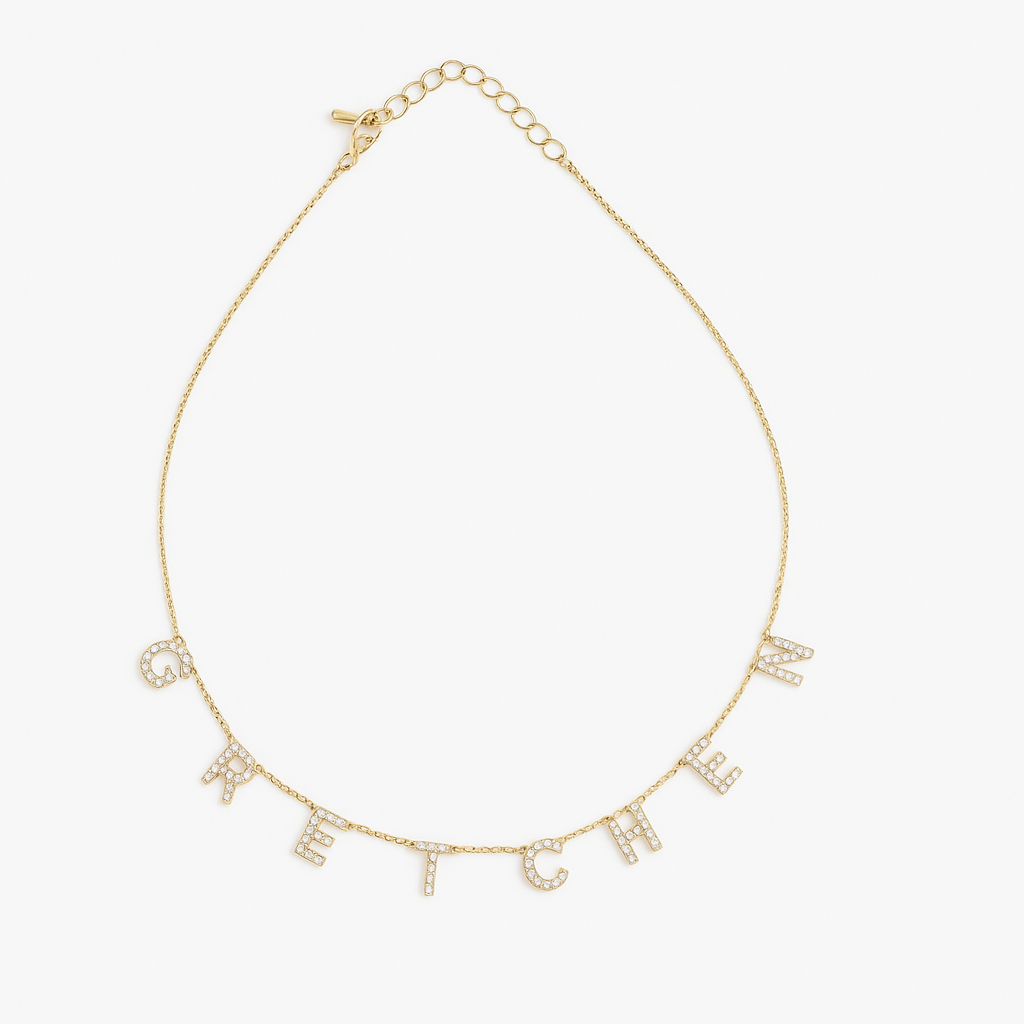 Personalized Letter Choker Necklace - sparkling letters
