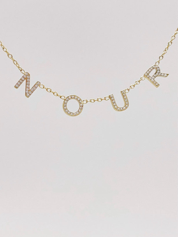 Personalized Letter Choker Necklace - sparkling letters