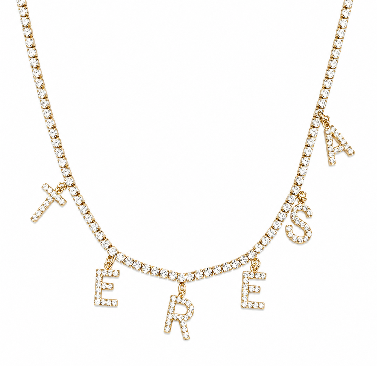 Personalized Letter Tennis Necklace - s925 sterling silver 14K gold plated