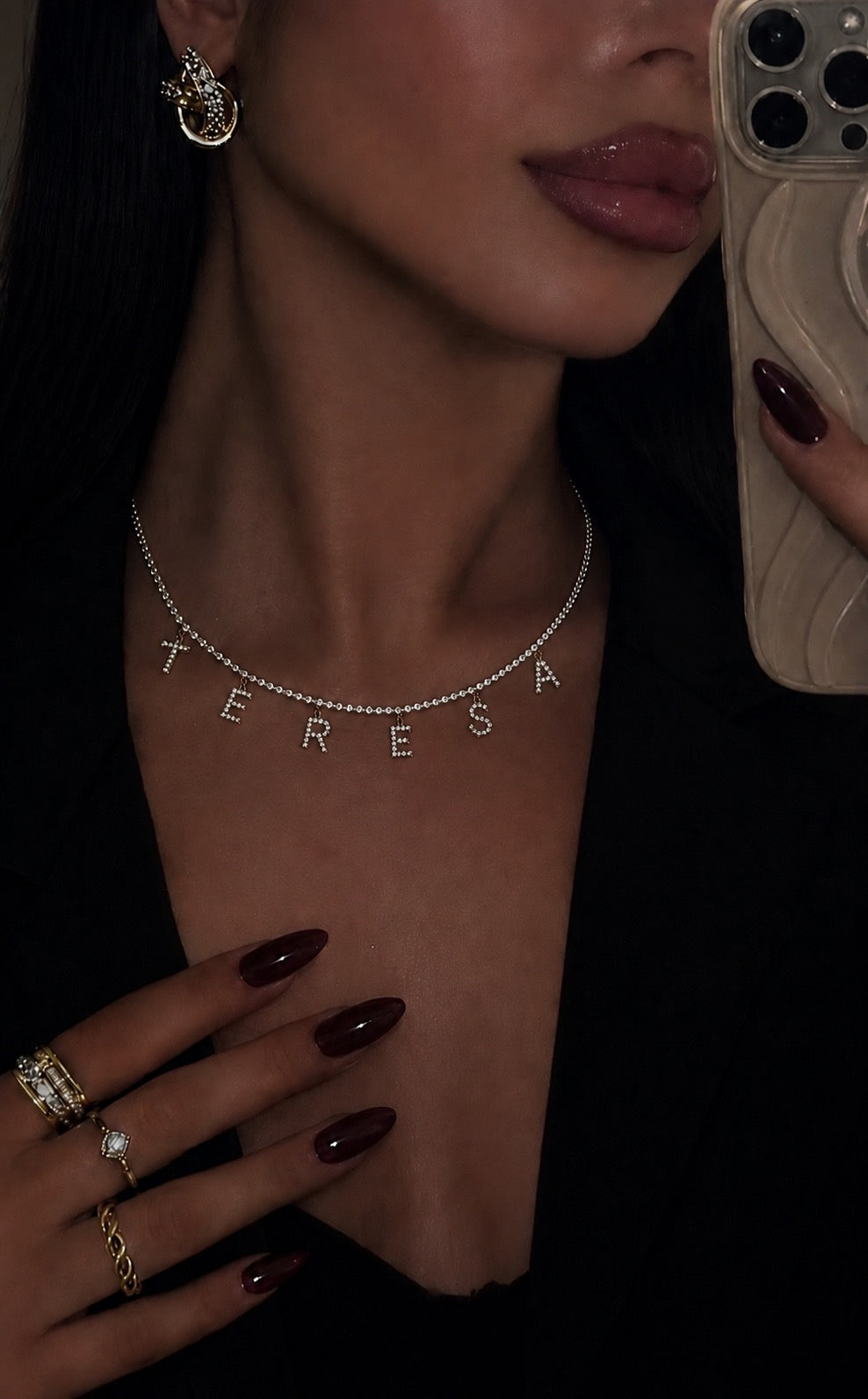 Personalized Letter Tennis Necklace - s925 sterling silver 14K gold plated