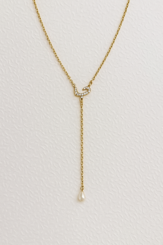 Y Shape Arabic Initial Necklace - Sparkling Letters