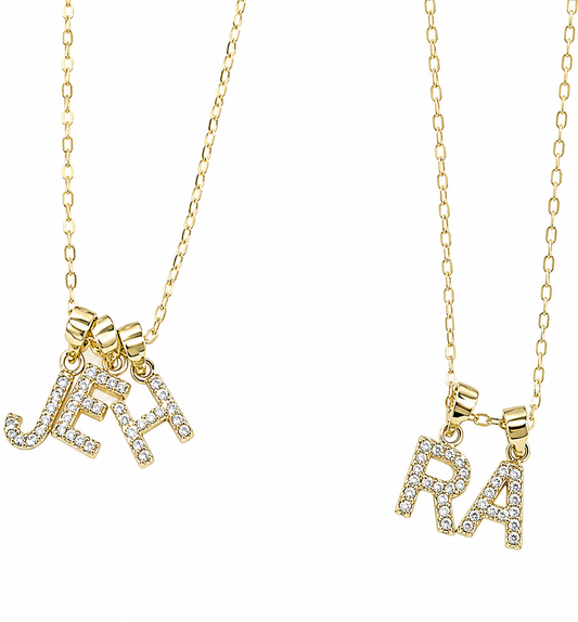 Gold Personalized Letter Necklace - sparkling letters