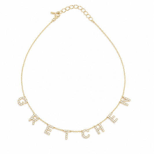 Personalized Letter Choker Necklace - sparkling letters