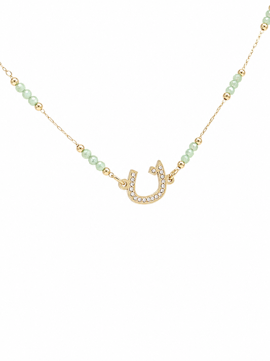Mint Beaded Arabic Initial Necklace