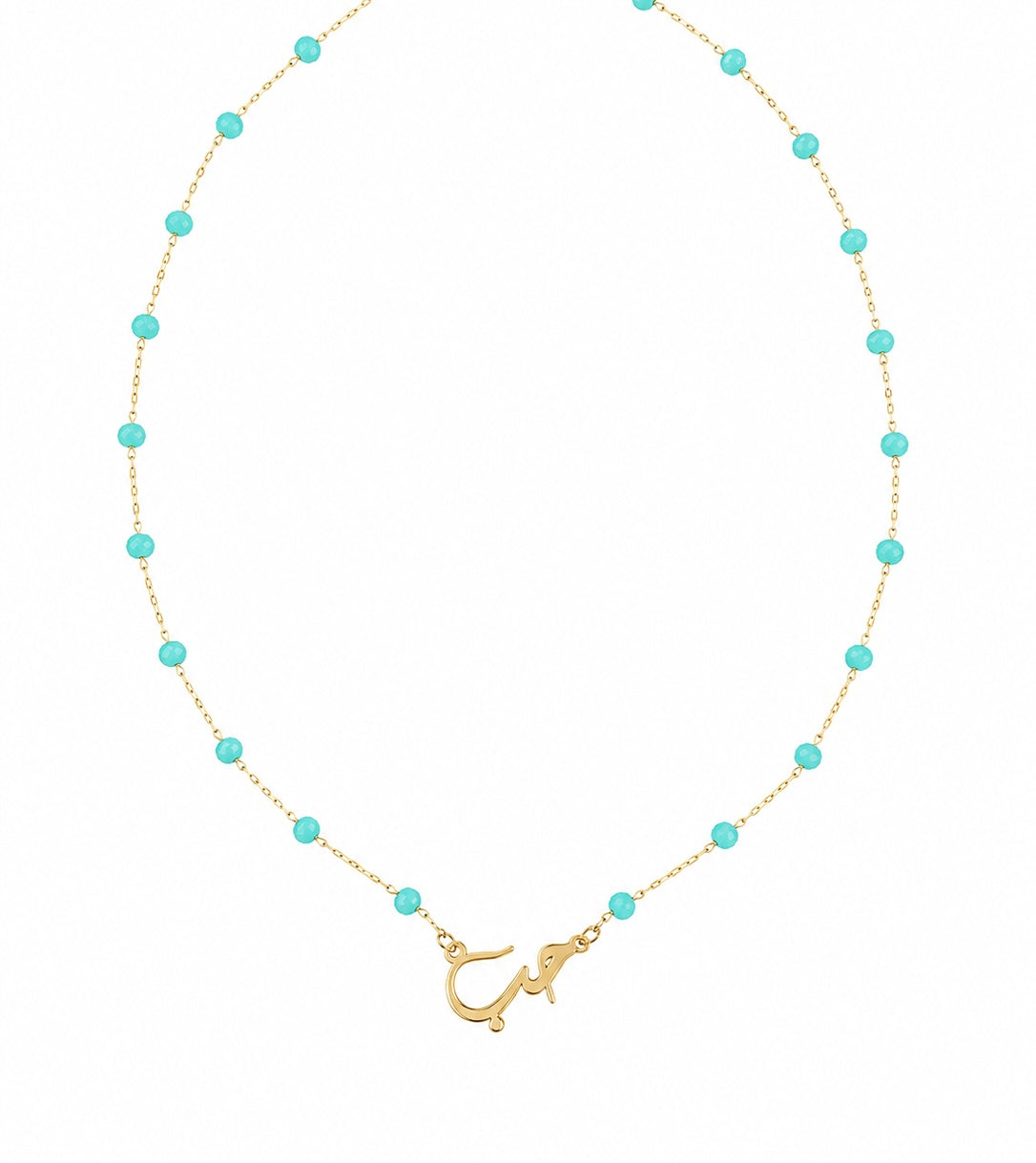 Beaded Arabic LOVE Necklace – 14K Gold Plated