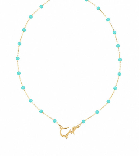 Beaded Arabic LOVE Necklace – 14K Gold Plated