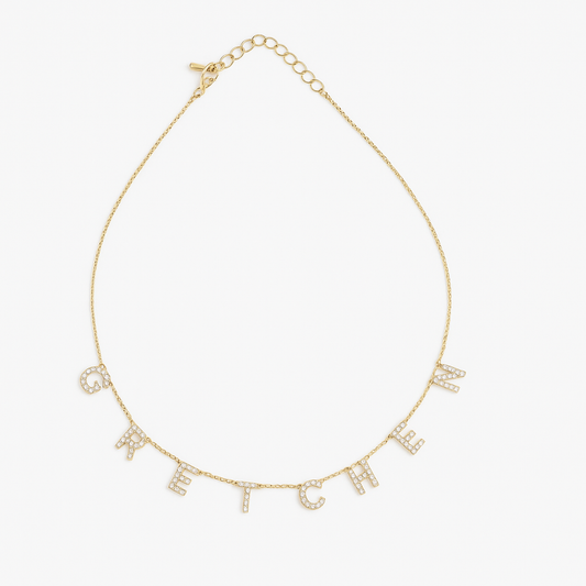 Personalized Letter Choker Necklace - sparkling letters