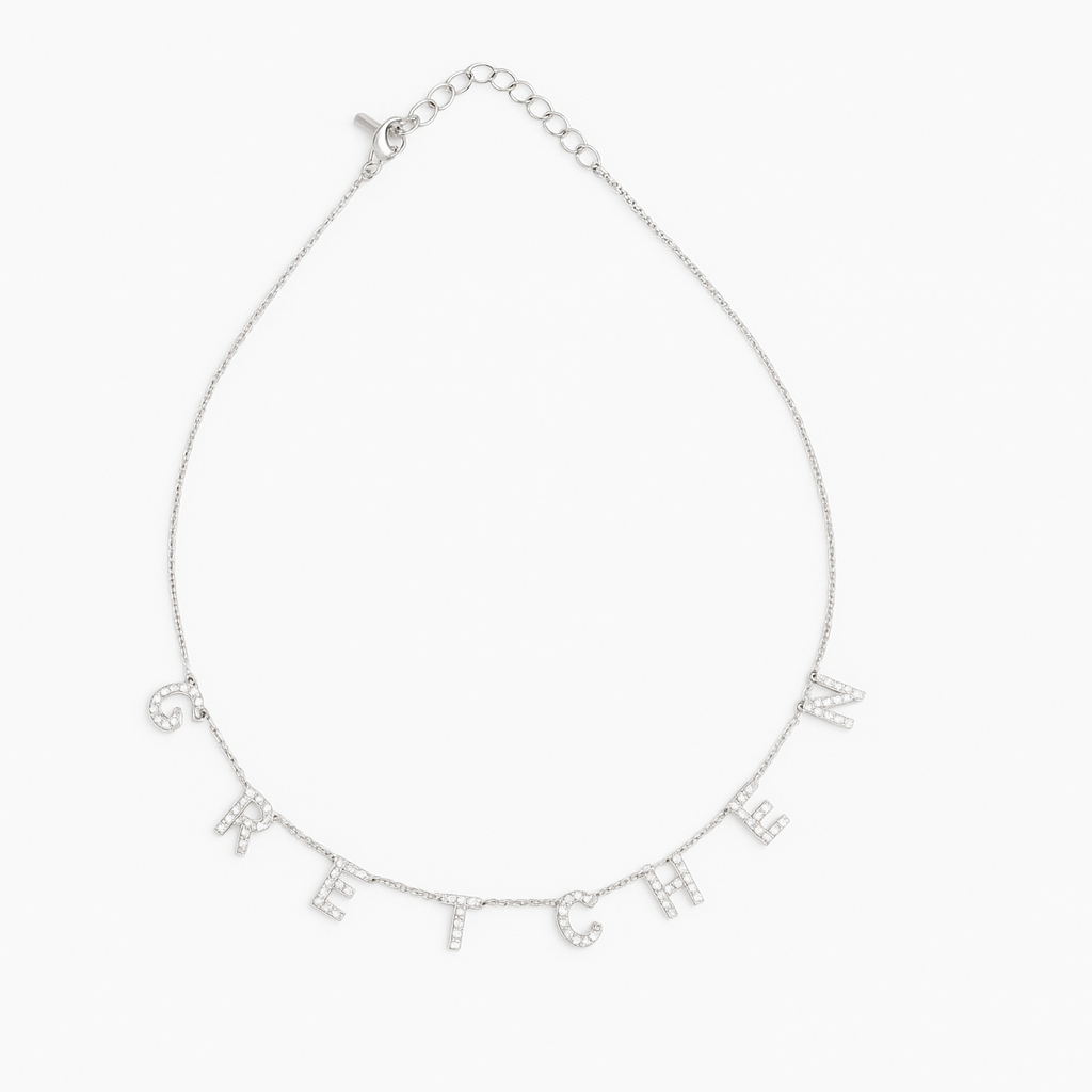 Personalized Letter Choker Necklace - sparkling letters