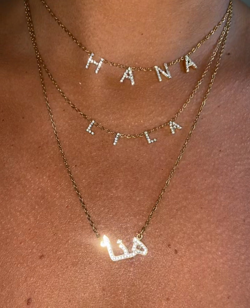 Personalized Letter Choker Necklace - sparkling letters