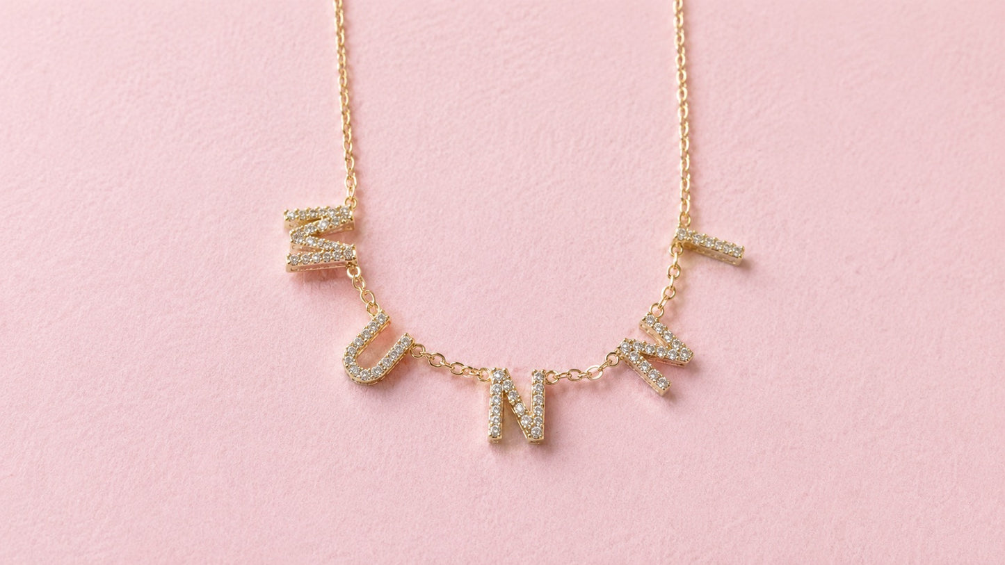 Personalized Letter Choker Necklace - sparkling letters