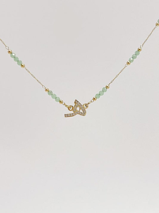 Turquoise Beaded Arabic Initial Necklace